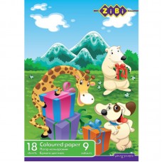 Папір кольоровий, А4, 18 аркушів, 9 кольорів, KIDS Line