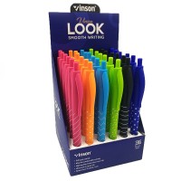 Ручка автомат масл.Vinson "Look" 0,7мм, синя, soft touch 3202