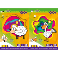 Картон кольоровий, А4, 7 кольорів - 14 аркушів, 230г/м2, KIDS Line