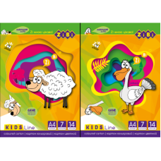 Картон кольоровий, А4, 7 кольорів - 14 аркушів, 230г/м2, KIDS Line