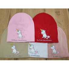 Шапка дитяча I love unicorn одинарна на зав'язках 1-2 роки