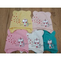 Шапка дитяча Kitty Cute одинарна на зав'язках 1-2 роки
