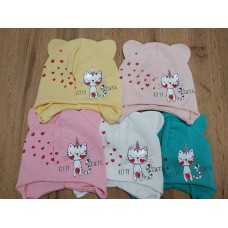 Шапка дитяча Kitty Cute одинарна на зав'язках 1-2 роки